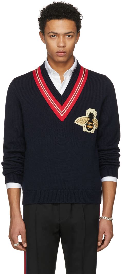 gucci navy bee design sweater|gucci sweater on blackish.